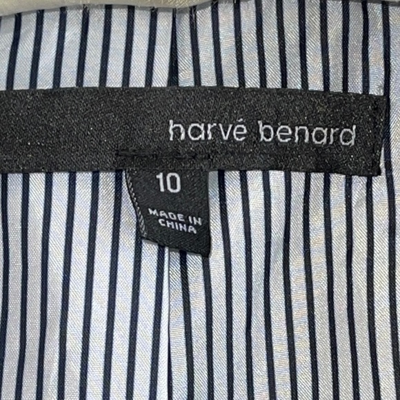 Harvé Bernard Women’s Navy Blue Linen Blazer Jacket Business Casual Preppy SZ 10 - Picture 3 of 6